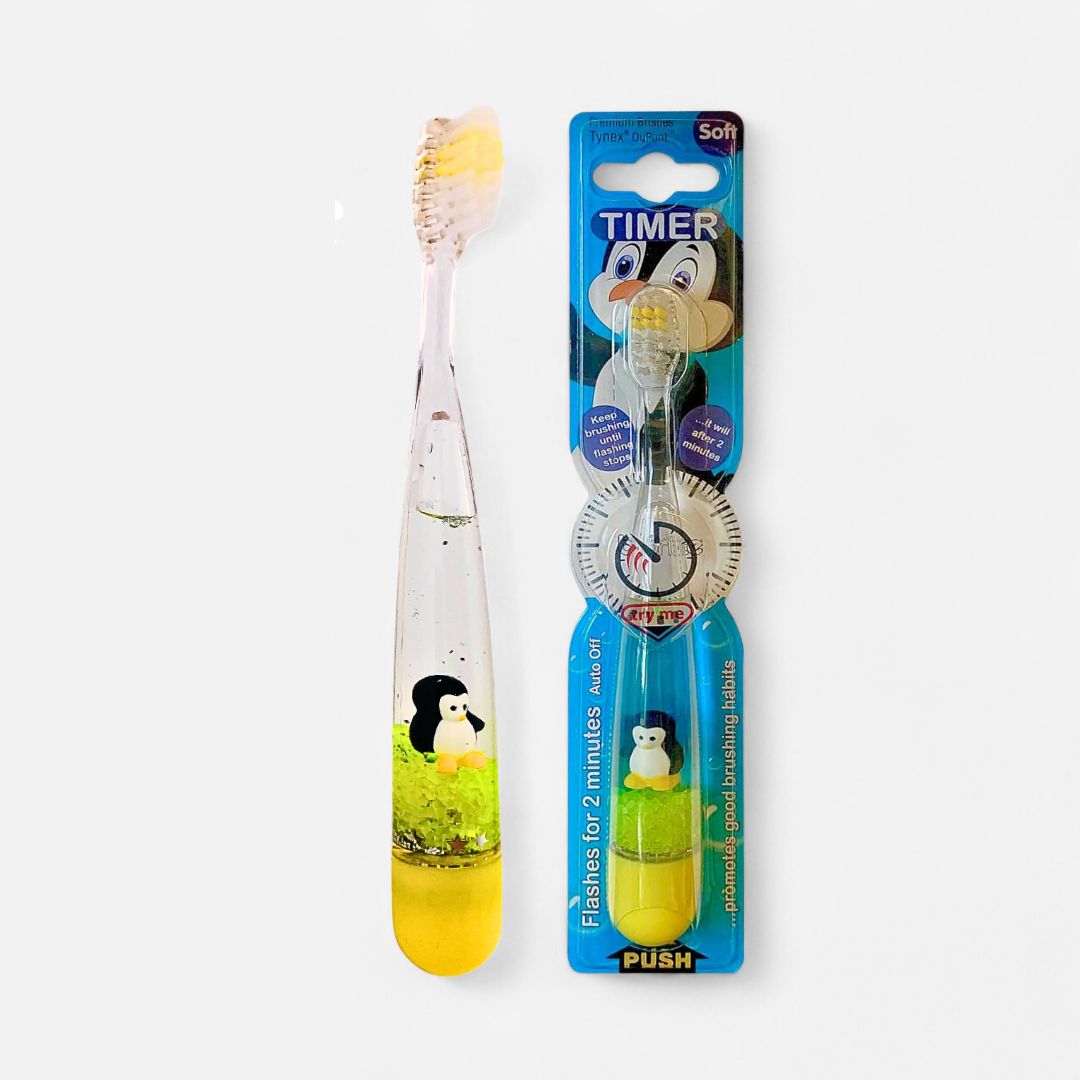 Glow Timer Toothbrush for Kids Yellow Penguin - B-Brite