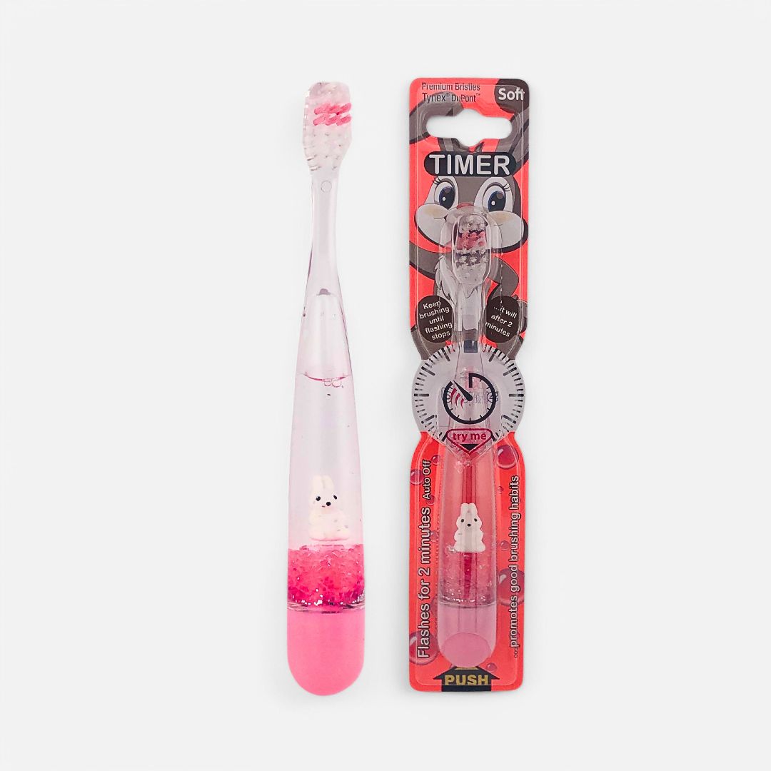 Glow Timer Toothbrush for Kids Pink Bunny - B-Brite