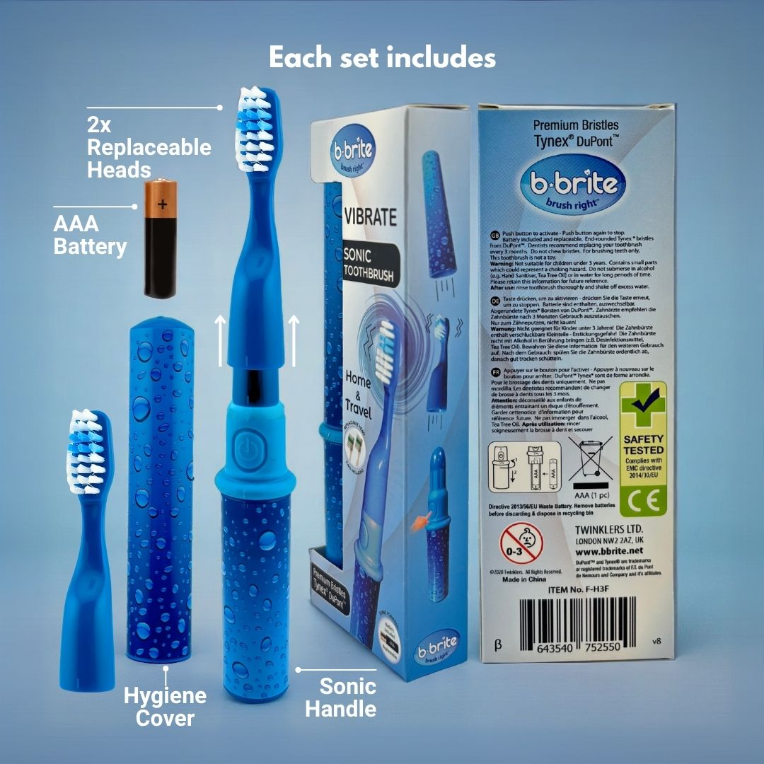 Travel Electric Toothbrush Blue Bubbles - B - Brite