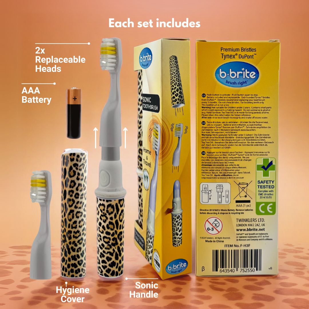 Travel Electric Toothbrush Leopard Luxe - B - Brite