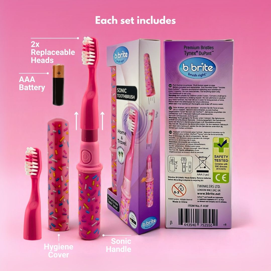 Travel Electric Toothbrush Pink Sprinkles - B - Brite