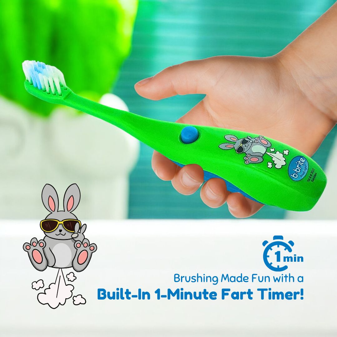 Farting Kids' Timer Toothbrush Green Rabbit - B-Brite