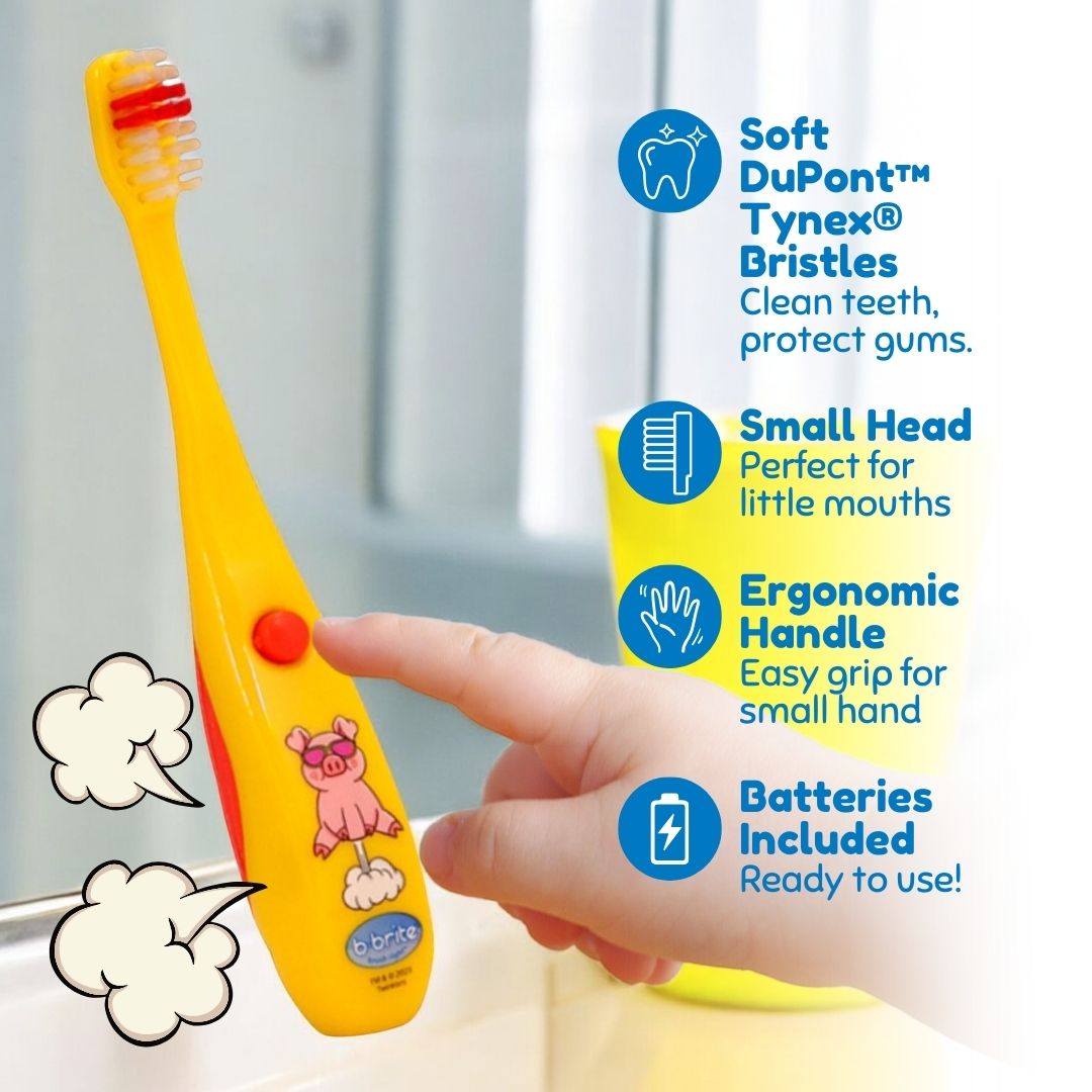 Farting Kids' Timer Toothbrush Yellow Pig - B-Brite