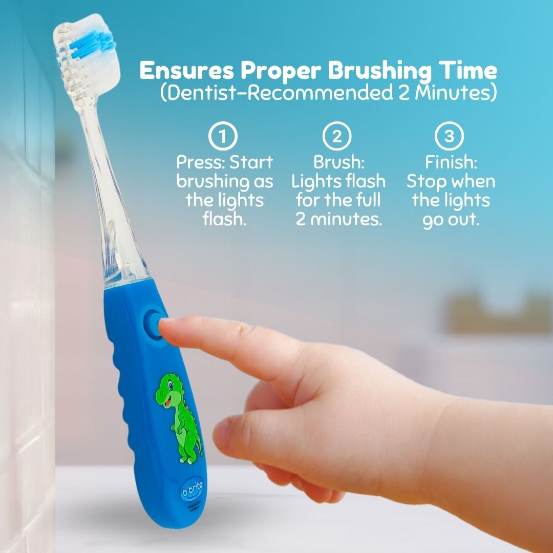 Flashing Kids’ Timer Toothbrush Blue Dinosaur - B-Brite