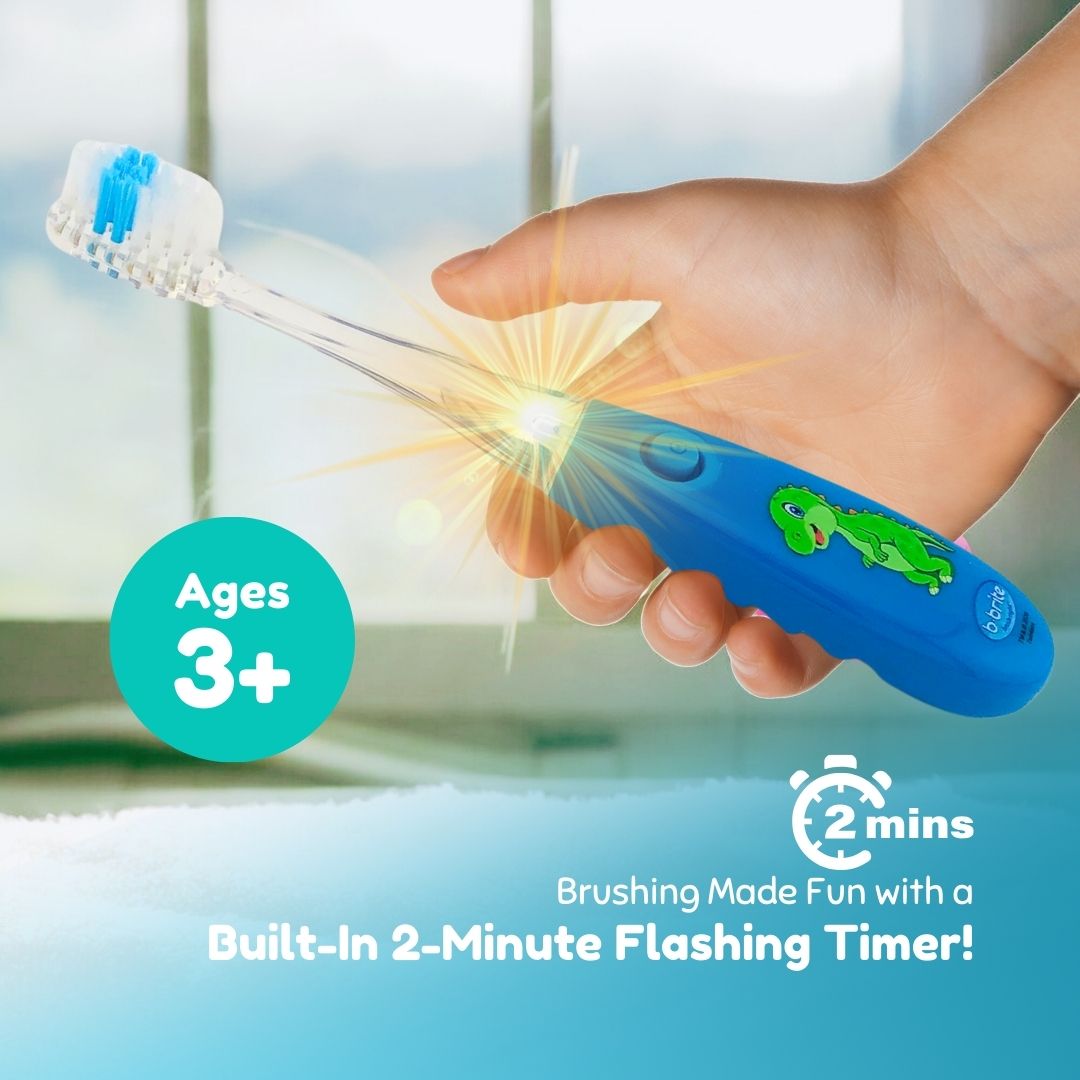 Flashing Kids’ Timer Toothbrush Blue Dinosaur - B-Brite
