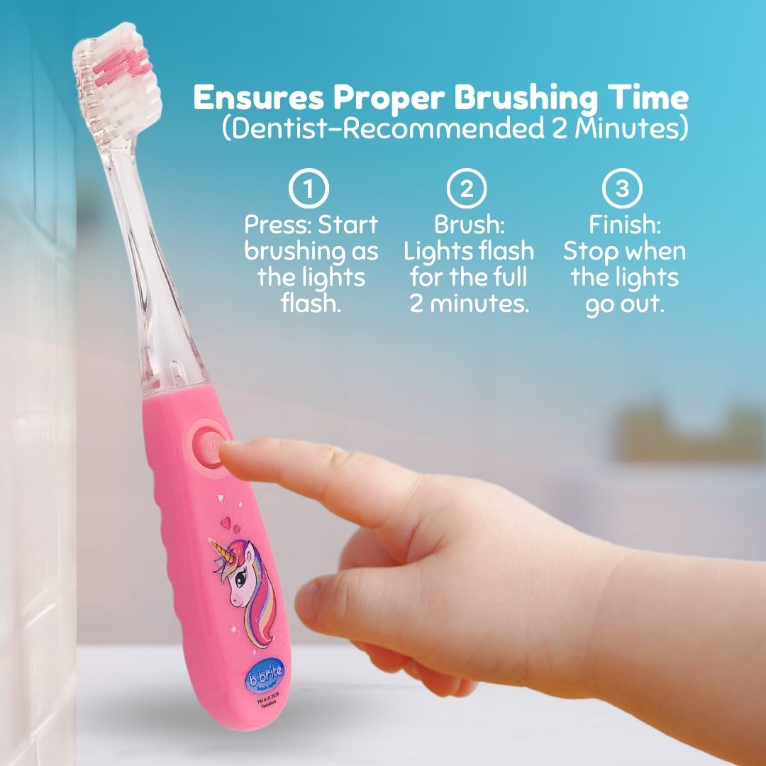 Flashing Kids’ Timer Toothbrush Pink Unicorn - B-Brite