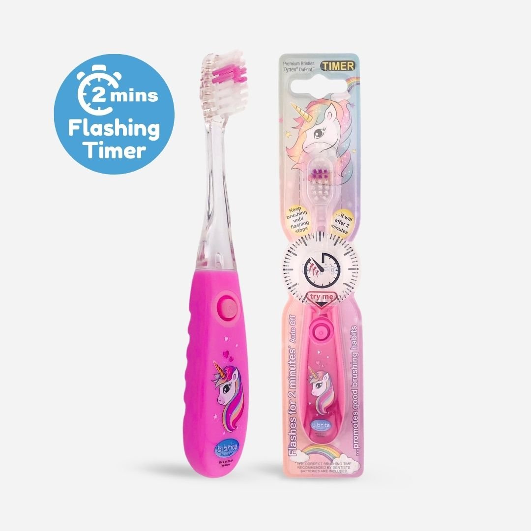 Flashing Kids’ Timer Toothbrush Purple Unicorn - B-Brite