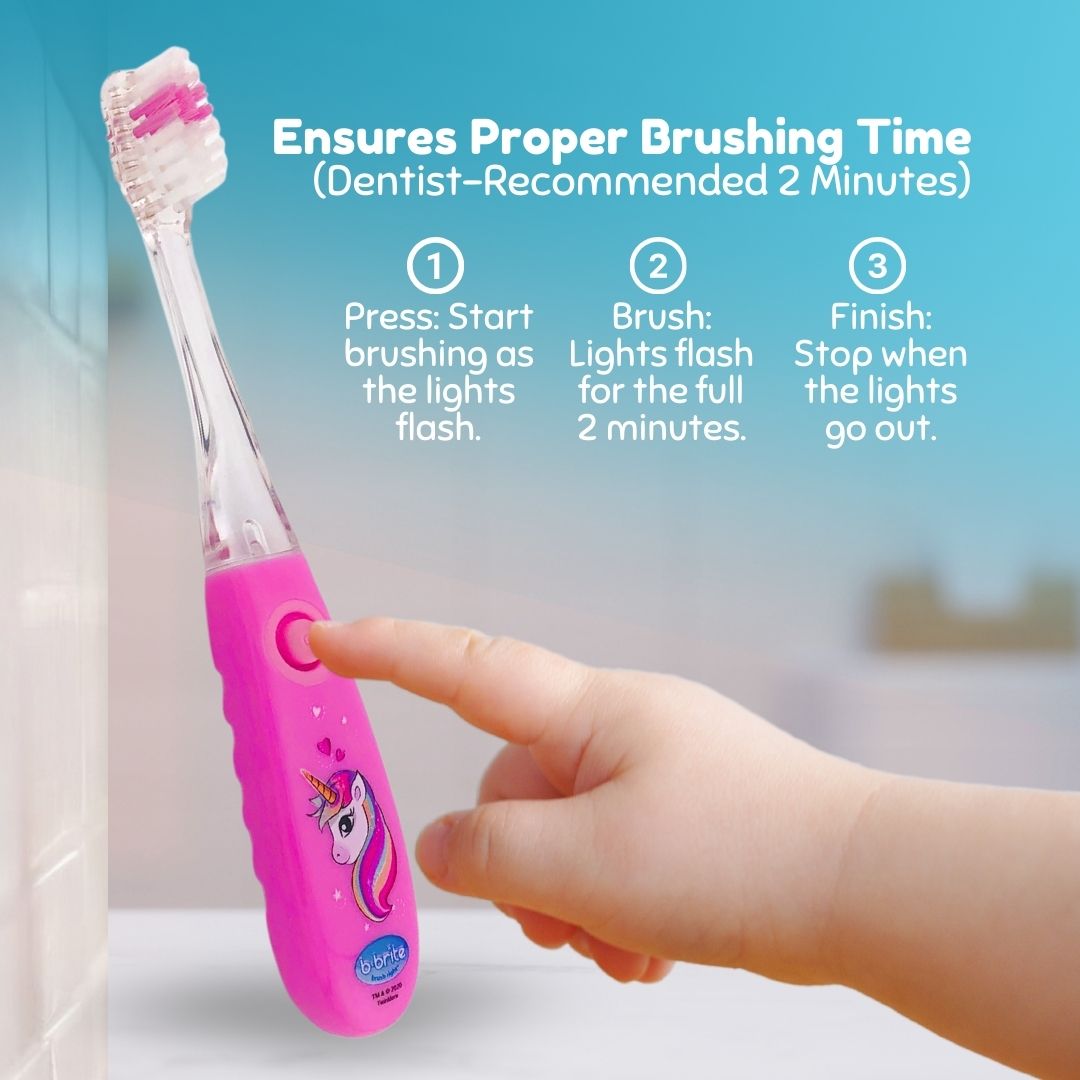 Flashing Kids’ Timer Toothbrush Purple Unicorn - B-Brite