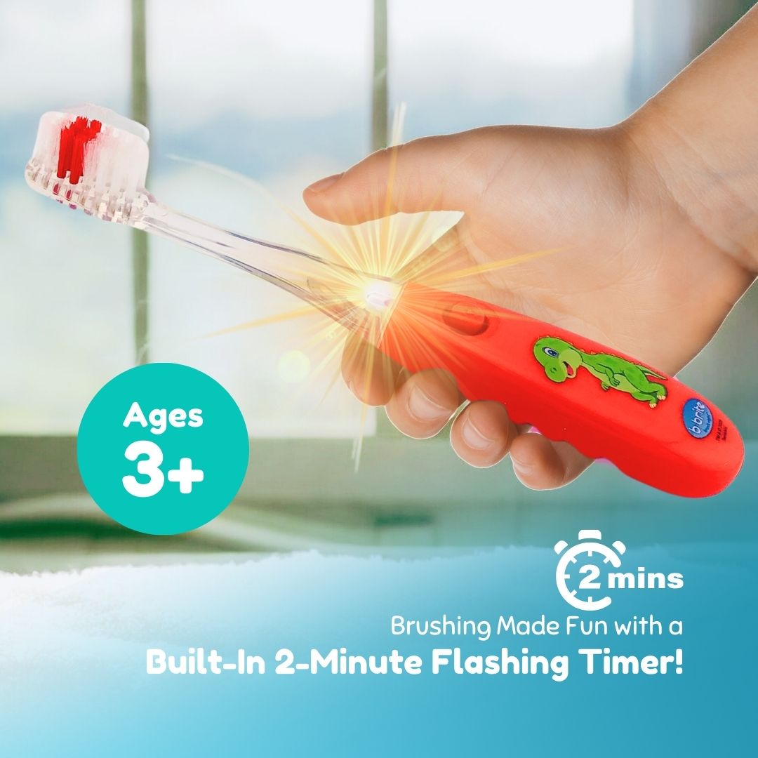 Flashing Kids’ Timer Toothbrush Red Dinosaur - B-Brite