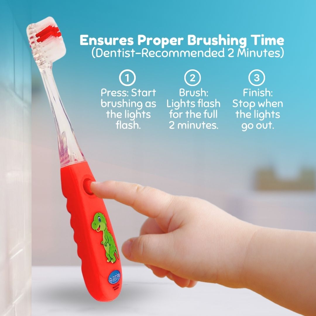 Flashing Kids’ Timer Toothbrush Red Dinosaur - B-Brite