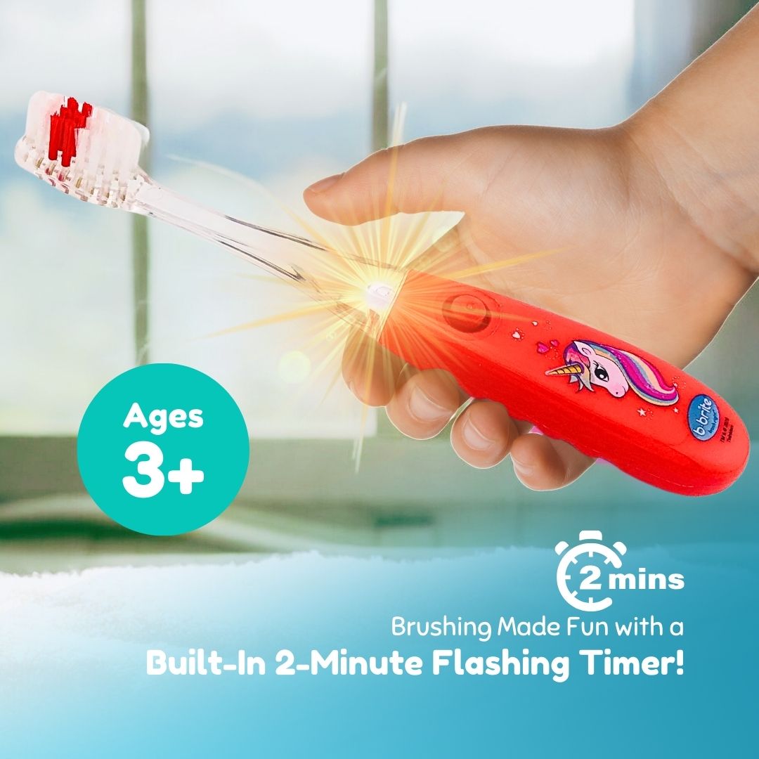 Flashing Kids’ Timer Toothbrush Red Unicorn - B-Brite
