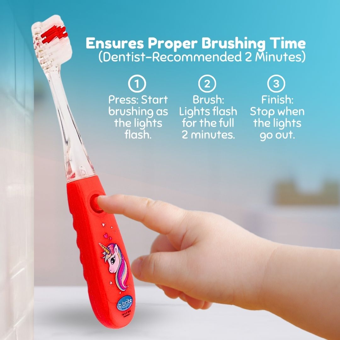 Flashing Kids’ Timer Toothbrush Red Unicorn - B-Brite