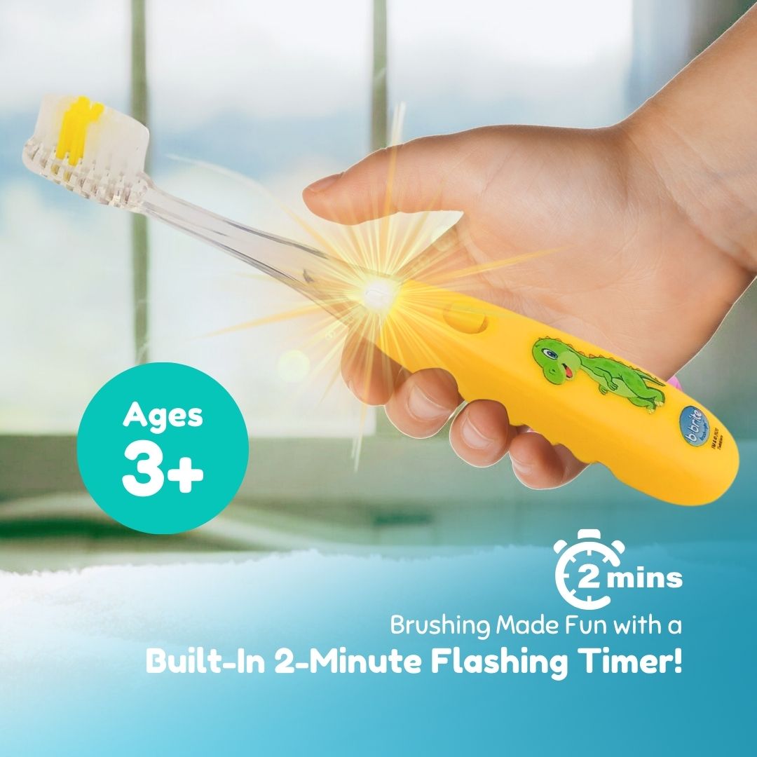 Flashing Kids’ Timer Toothbrush Yellow Dinosaur - B-Brite
