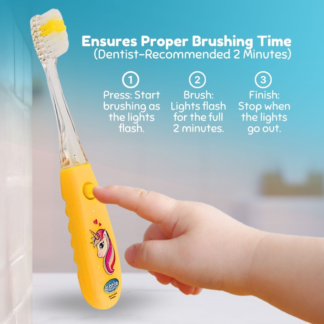 Flashing Kids’ Timer Toothbrush Yellow Unicorn - B-Brite