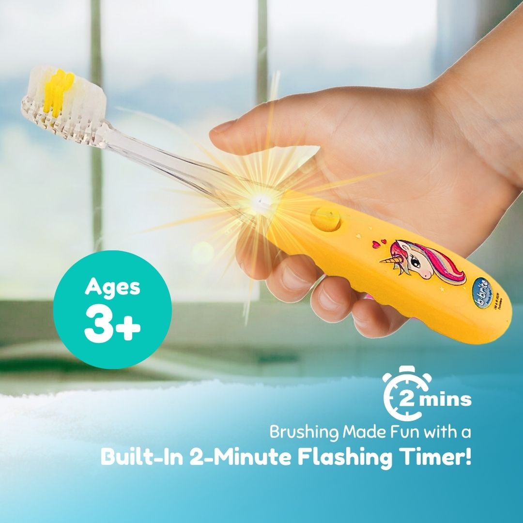 Flashing Kids’ Timer Toothbrush Yellow Unicorn - B-Brite