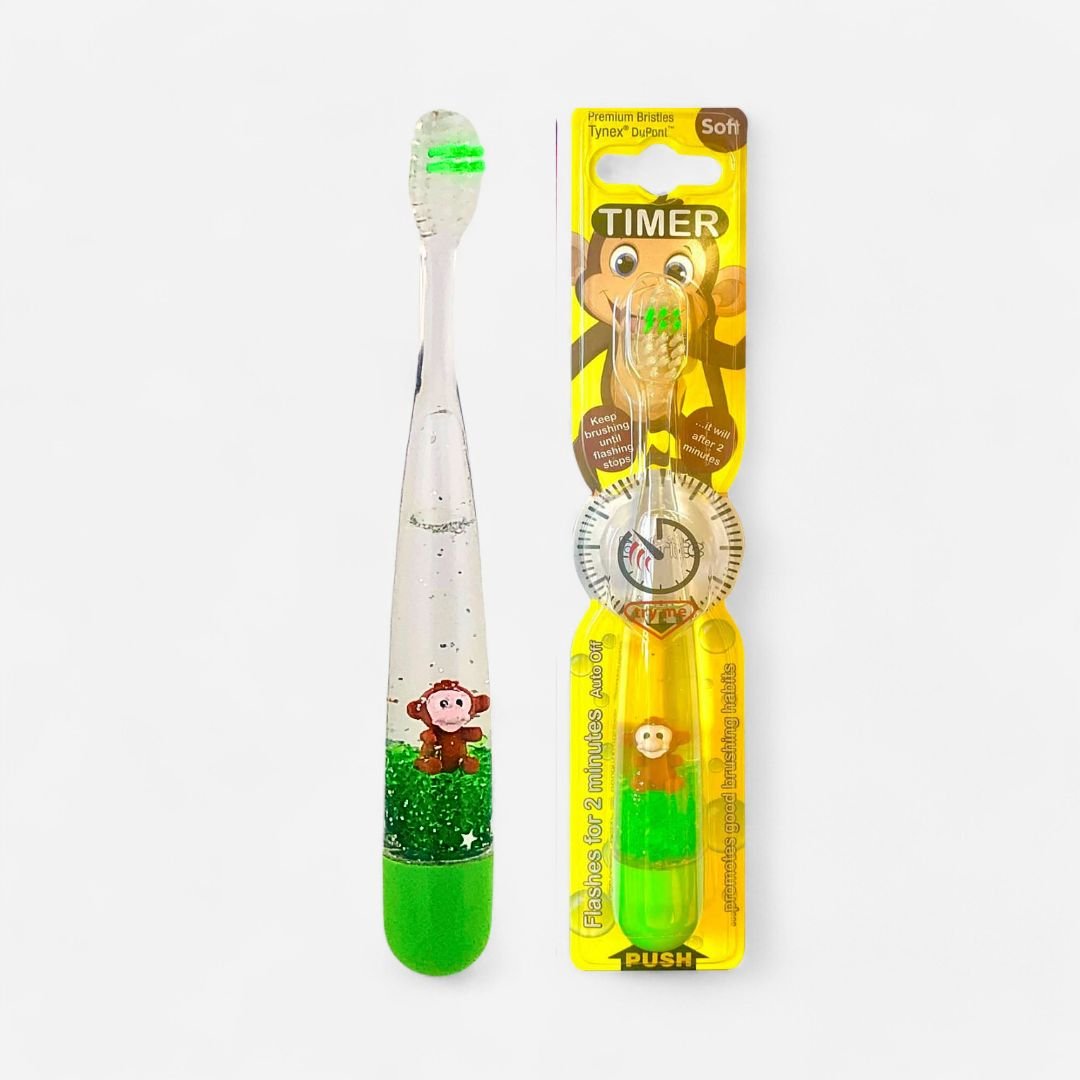 Glow Timer Toothbrush for Kids Green Monkey - B - Brite