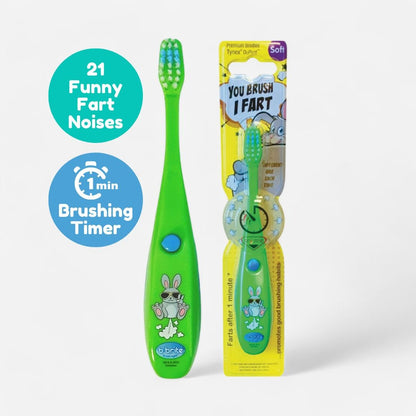Farting Kids' Timer Toothbrush Green Rabbit - B-Brite