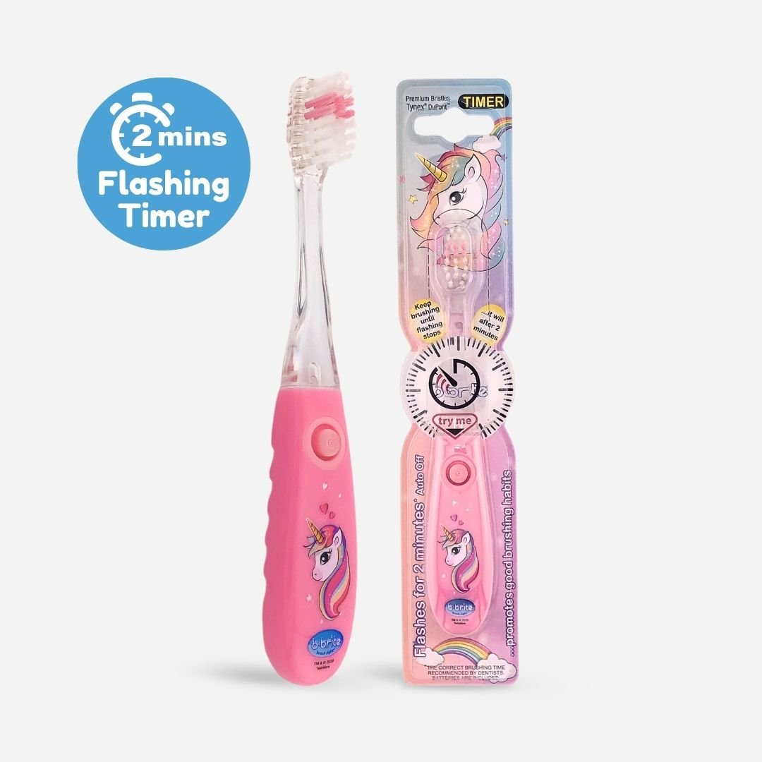 Flashing Kids’ Timer Toothbrush Pink Unicorn - B-Brite