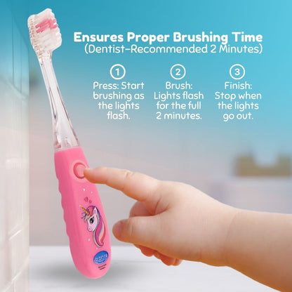 Flashing Kids’ Timer Toothbrush Pink Unicorn - B-Brite