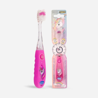 Flashing Glow Toothbrush for Kids – 2-Min Timer Brush Purple Unicorn - B - Brite