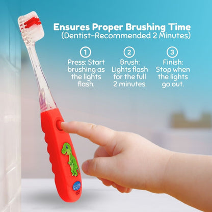 Flashing Kids’ Timer Toothbrush Red Dinosaur - B-Brite