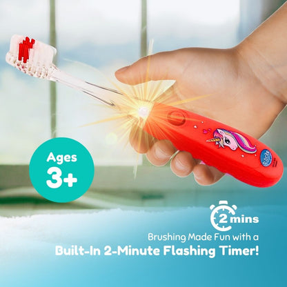 Flashing Kids’ Timer Toothbrush Red Unicorn - B-Brite