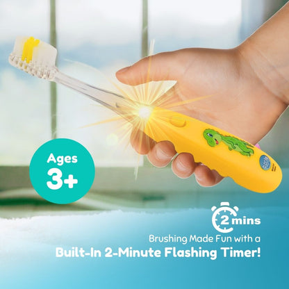 Flashing Kids’ Timer Toothbrush Yellow Dinosaur - B-Brite