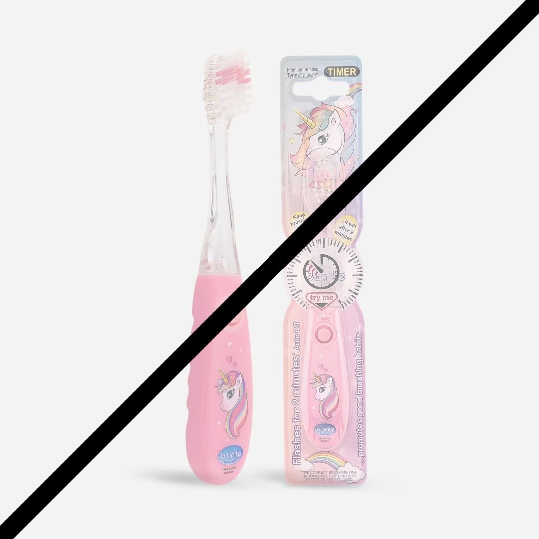 Flashing Glow Toothbrush for Kids – 2-Min Timer Brush Pink Unicorn - B - Brite